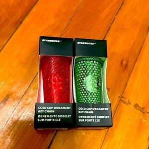 (2) Starbucks Christmas Cold Cup Keychain Ornament Bundle